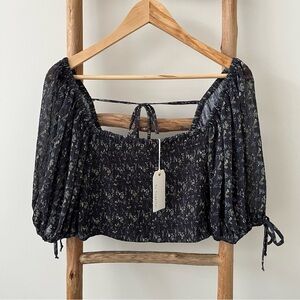 By Together Black Floral Off-Shoulder Smocked Blouse